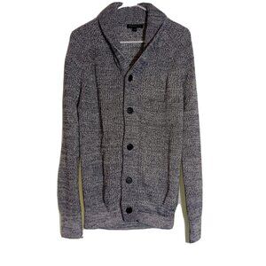 Banana Republic Sweater Women's Large Black White Cowl Neck Long Sleeve Cardigan